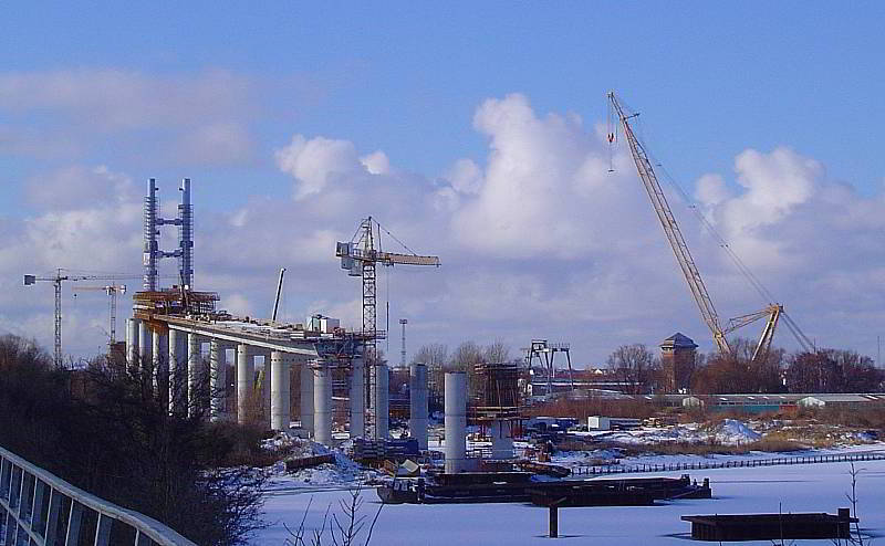 Die Rügenbrücke im Winter