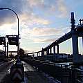 Fotografie: Größenvergleich Rügendamm und Rügenbrücke