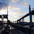 Fotografie: Größenvergleich Rügendamm und Rügenbrücke